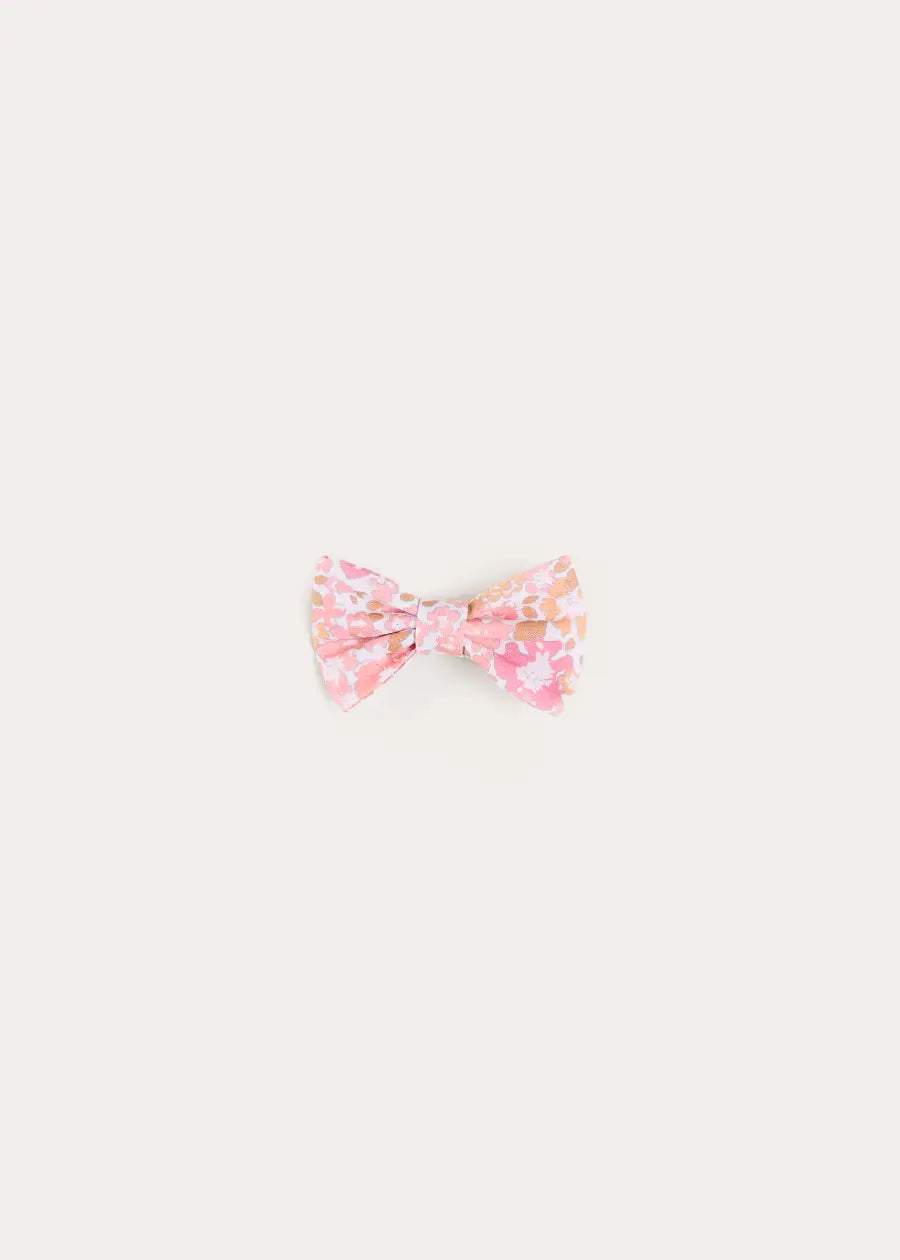 Nellie Floral Small Bow Hair Clip in Pink (OS) Hair Accessories from Pepa London