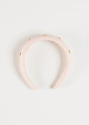 The Royal Silk & Pearl Hairband in Rose (OS) Hair Accessories from Pepa London