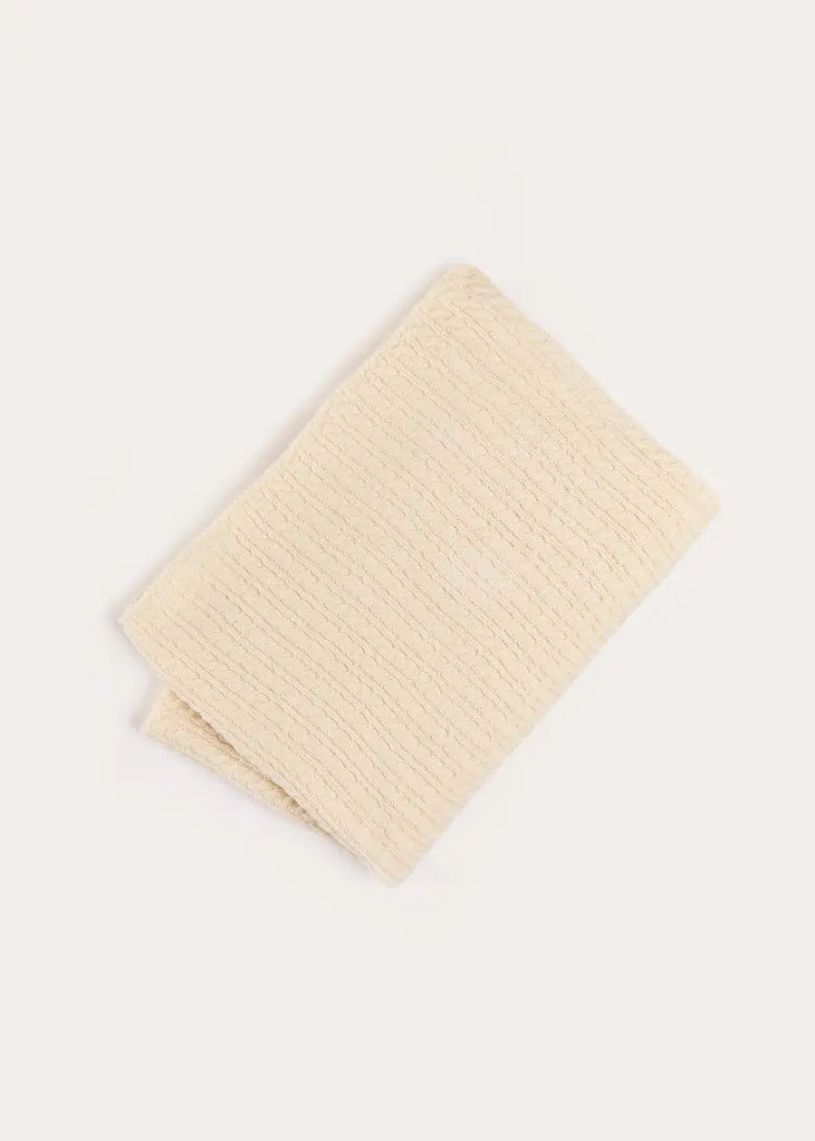 Cashmere Cable Knit Blanket in Cream (OS) Knitted Accessories from Pepa London