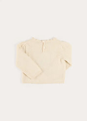 Alpaca Wool Cottage Cross Stitch Embroidered Jumper in Cream (6mths-4yrs) Knitwear from Pepa London