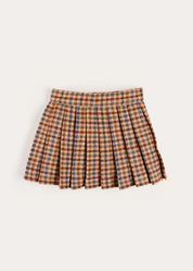 Vincent Check Buckle Detail Pleated Skirt in Brown (2-12yrs) Skirts from Pepa London