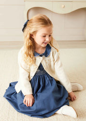 Gold Embroidered Cardigan In Cream (12mths-10yrs) KNITWEAR  from Pepa London