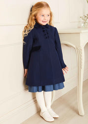 Single Breasted Scallop Detail Coat In Navy (12mths-12yrs) COATS from Pepa London