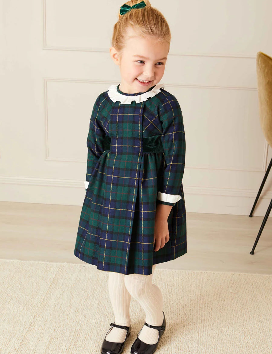 Windsor Tartan Dress in Green (12mths-10yrs) Dresses from Pepa London