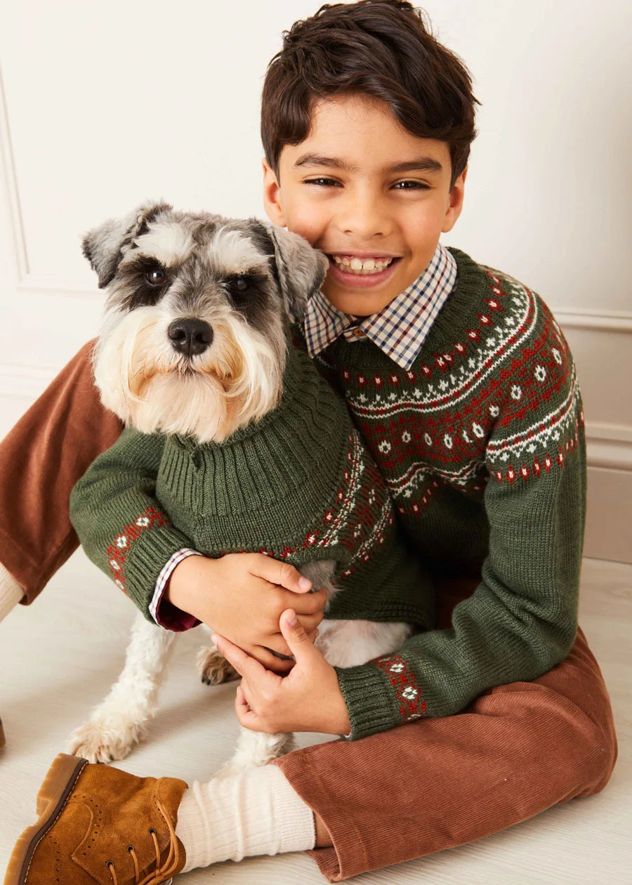 The Green Fair Isle Merino Wool Jumper Boy Look Look  from Pepa London