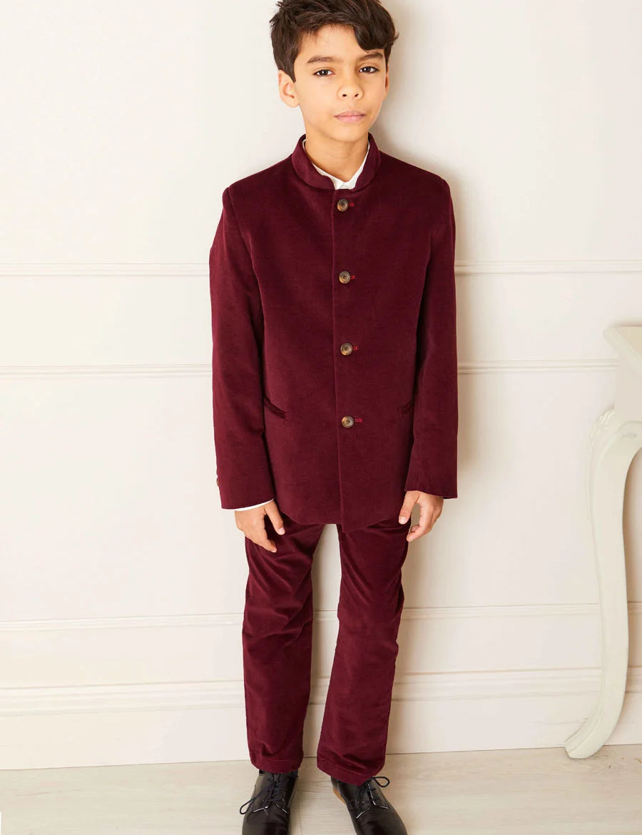 Velvet Formal Trousers in Burgundy (4-10yrs) Trousers from Pepa London