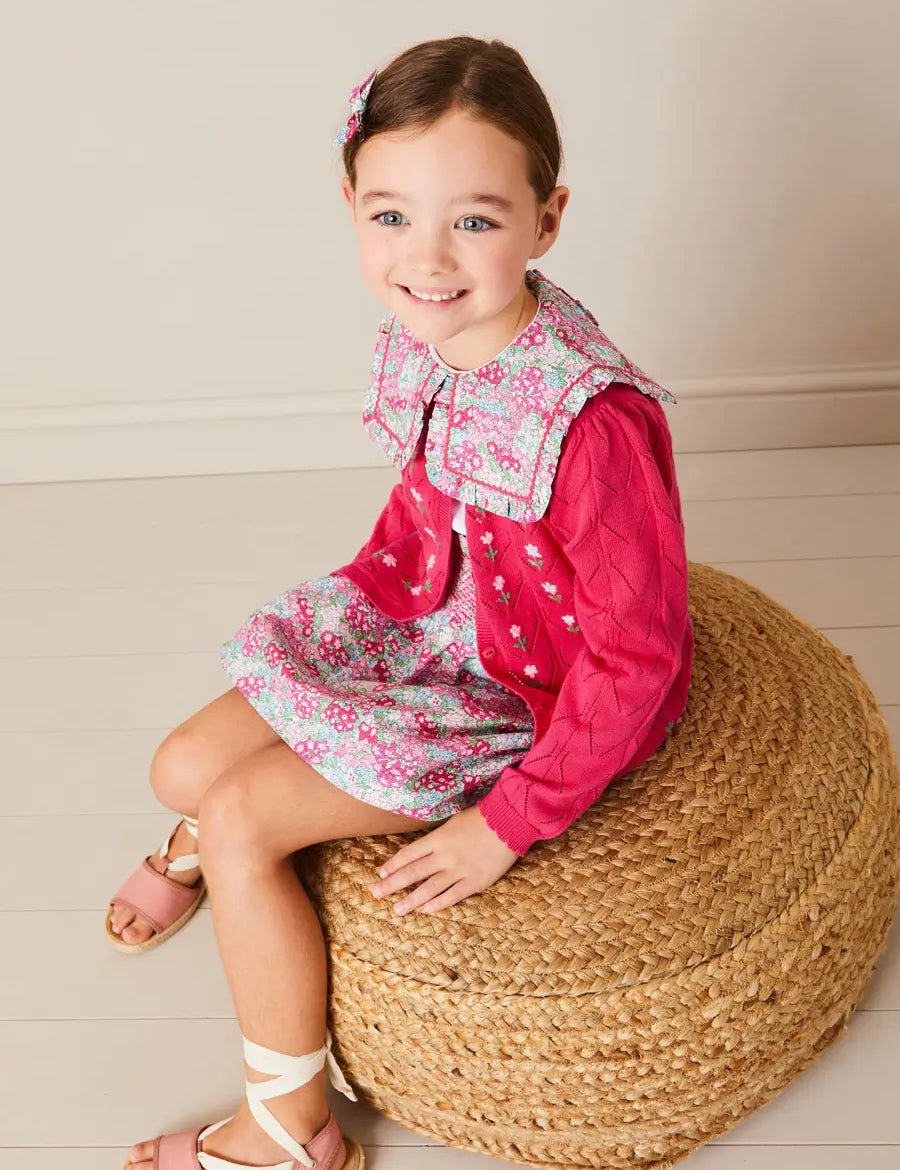Viola Floral Smocked Waistband Skirt in Pink (3-10yrs) SKIRTS from Pepa London