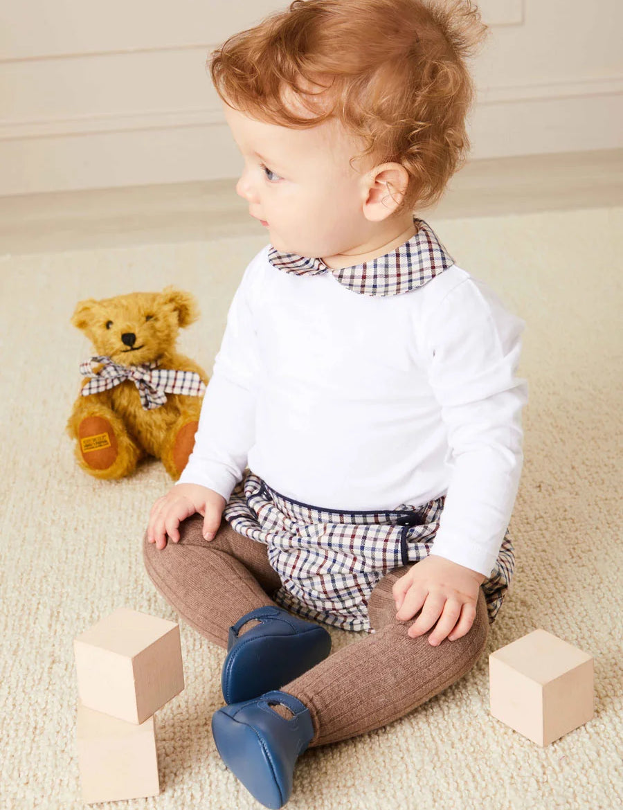 Check Button Detail Bloomers In Beige (3mths-2yrs) BLOOMERS from Pepa London