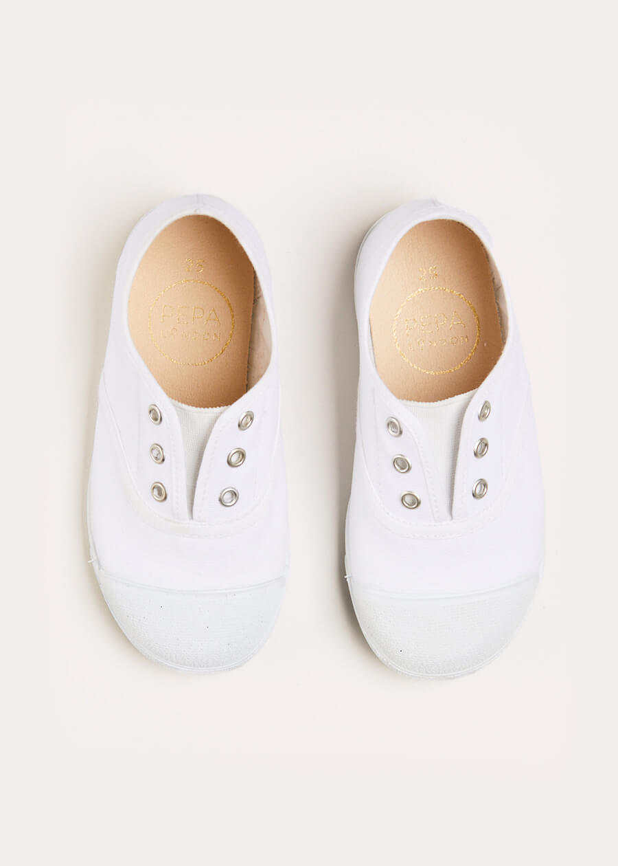 Canvas Plimsolls in White (20-35EU) Shoes from Pepa London