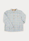 Checked Polo Collar Long Sleeve Shirt In Blue And Green (4-10yrs) SHIRTS  from Pepa London