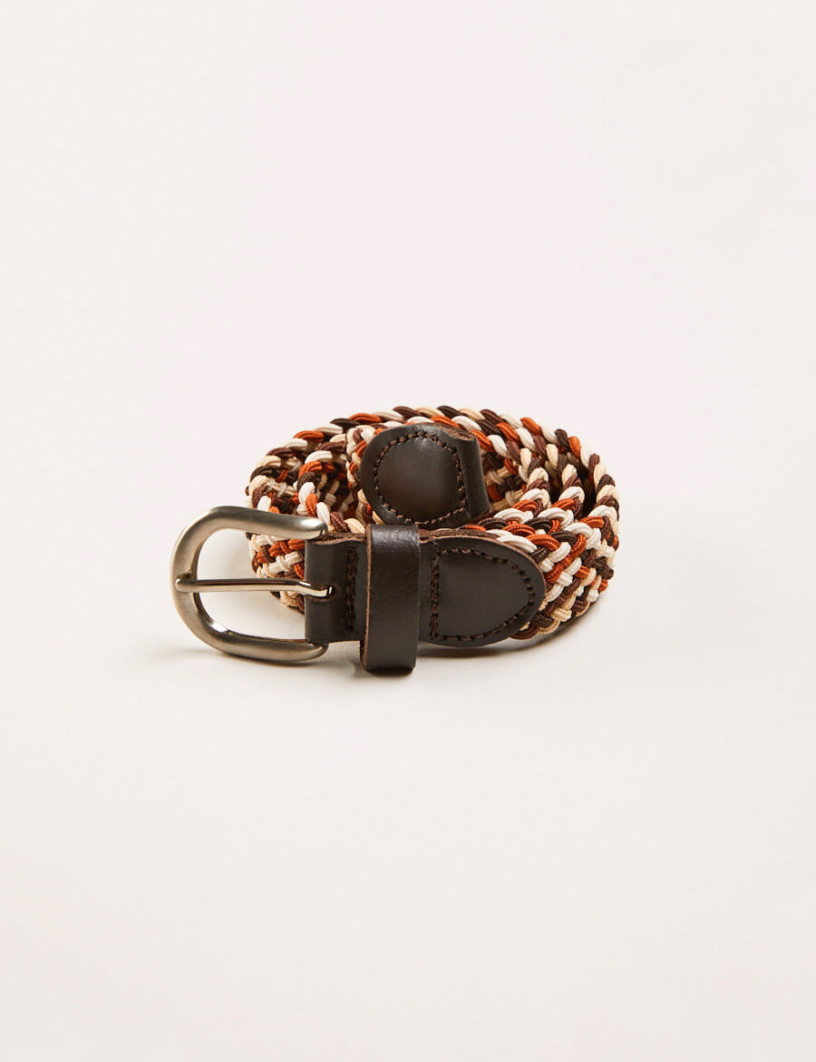 Contrast Leather Braided Belt in Brown (XS-S) Belts from Pepa London