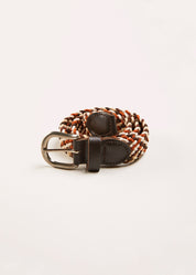 Contrast Leather Braided Belt in Brown (XS-S) Belts  from Pepa London