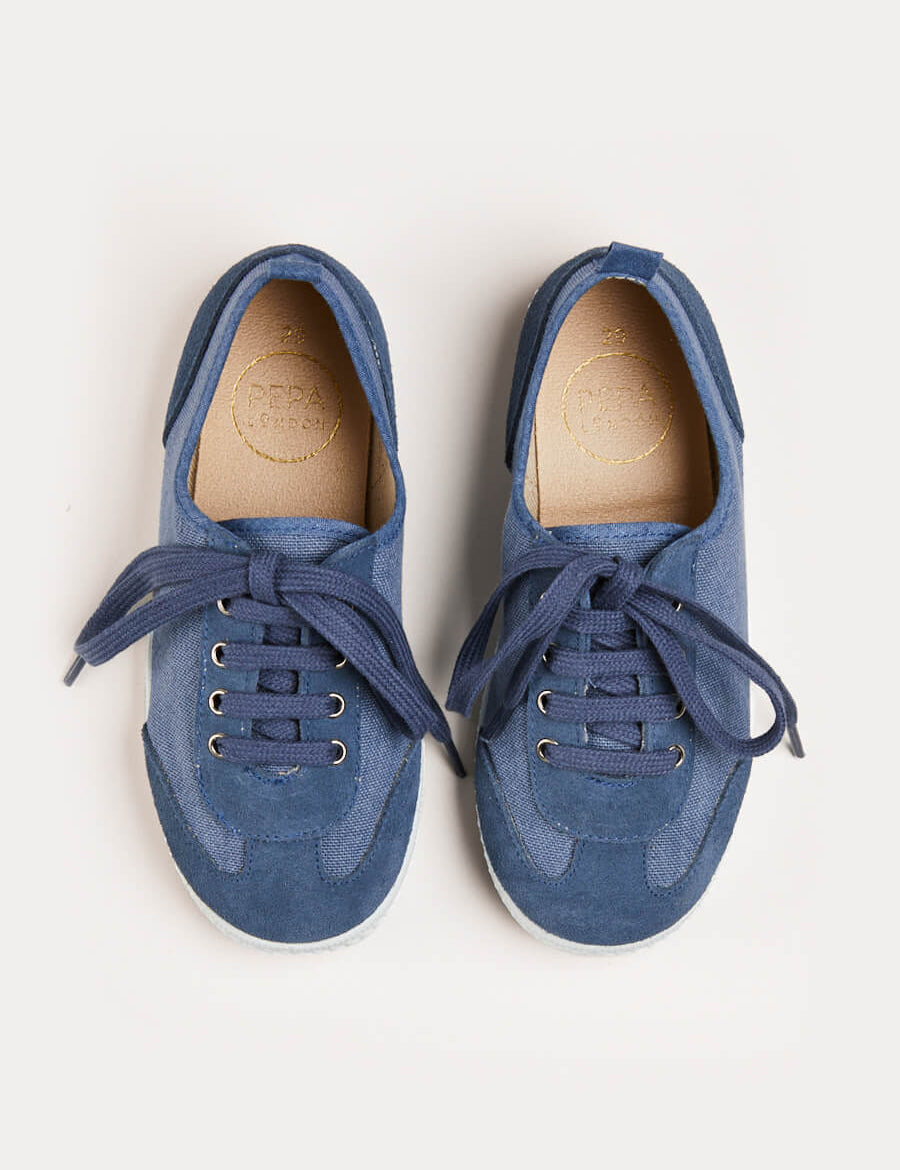Lace Up Plimsoll Sneakers in Navy (24-34EU) Shoes from Pepa London