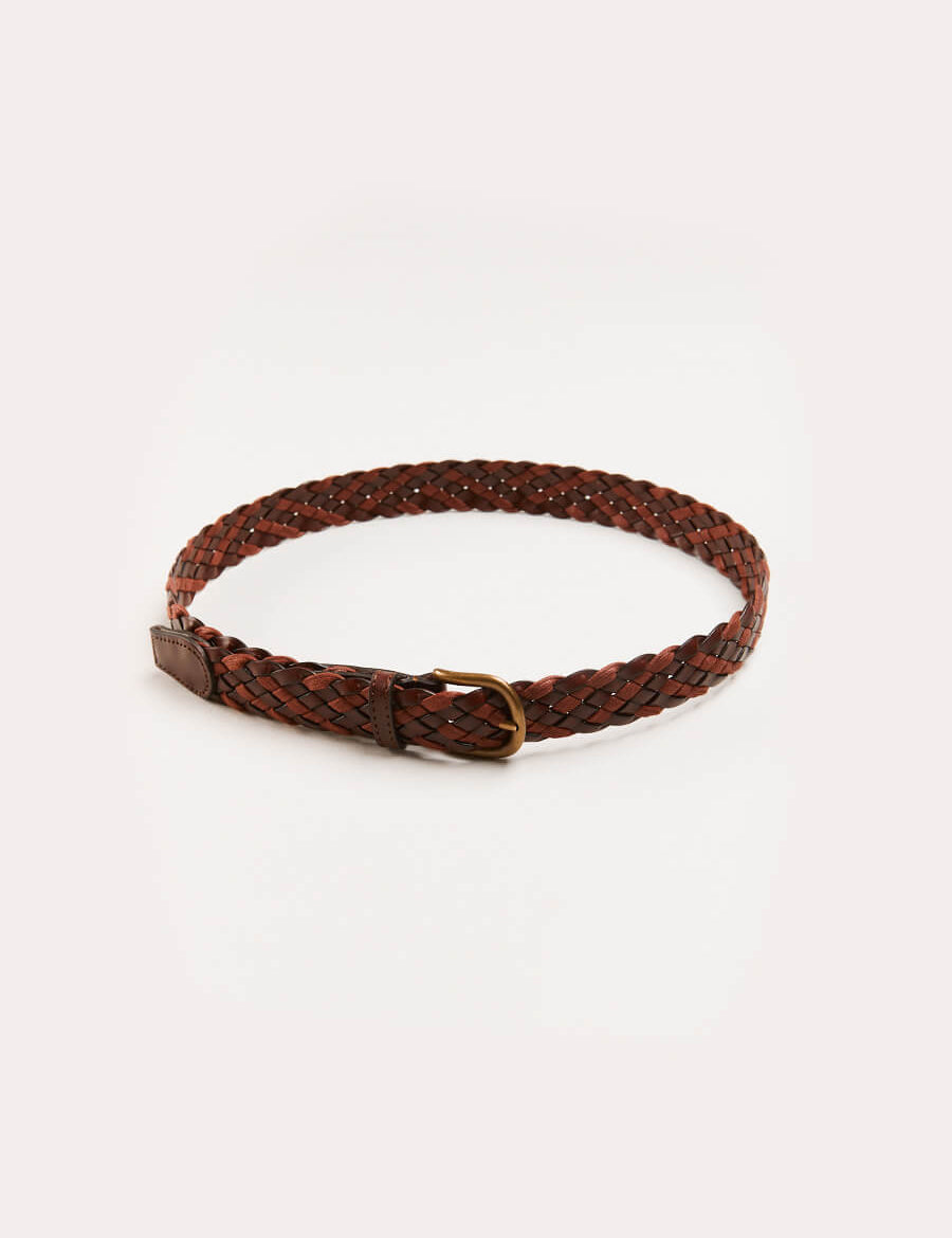 Leather Braided Belt in Brown (XS-S) Belts & Braces from Pepa London