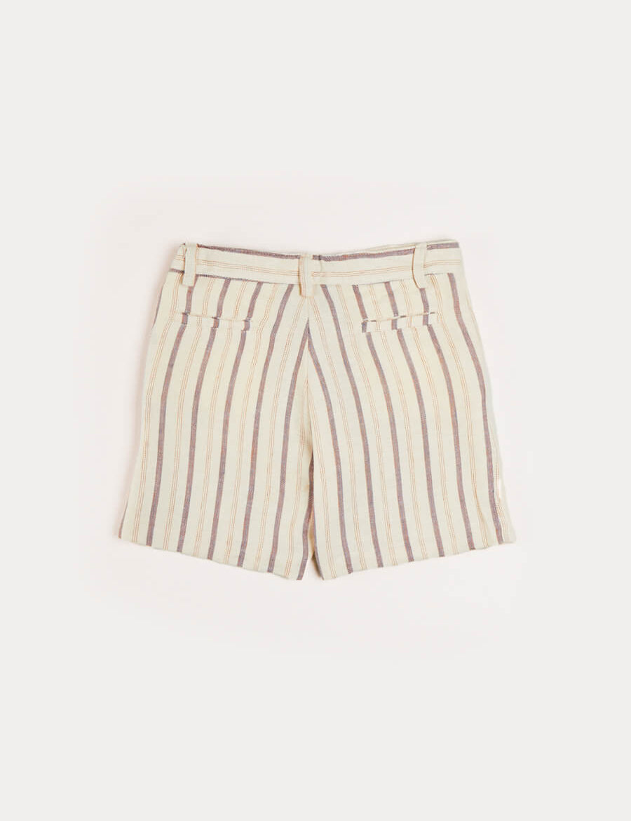 Light Striped Linen Shorts in Beige (4-10yrs) Shorts from Pepa London