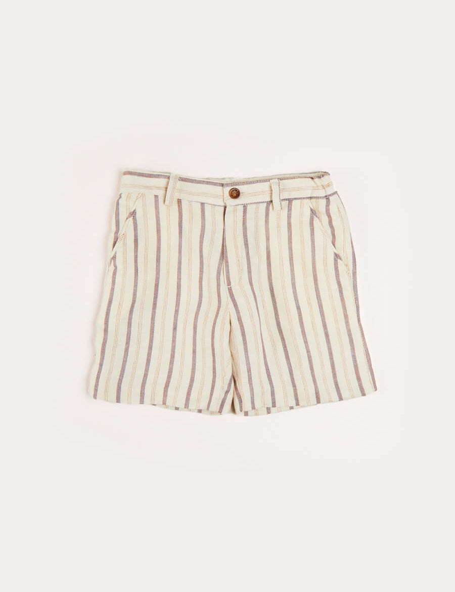 Light Striped Linen Shorts in Beige (4-10yrs) Shorts from Pepa London