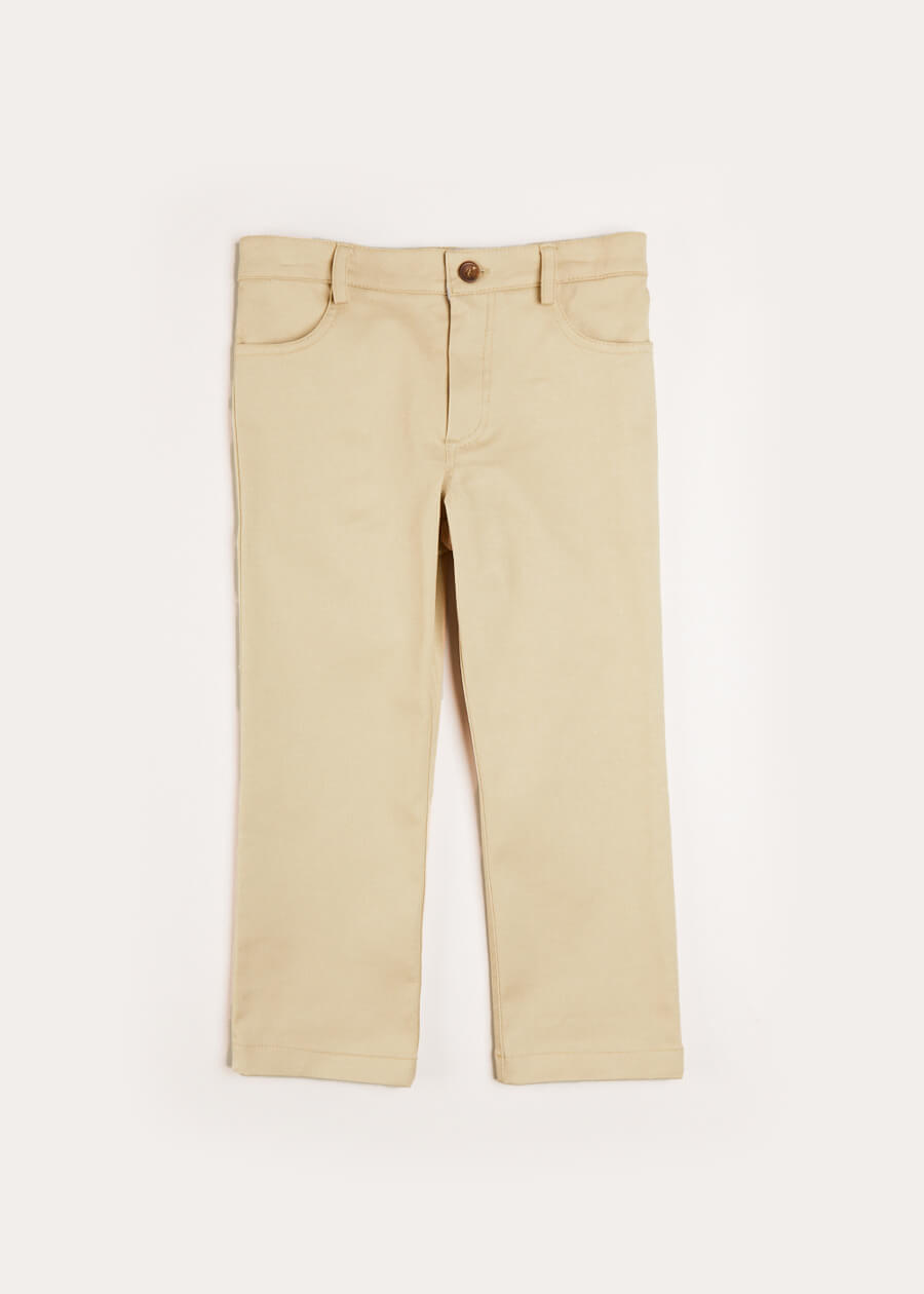 Plain Five Pocket Chino Trousers in Camel (4-10yrs) Trousers from Pepa London