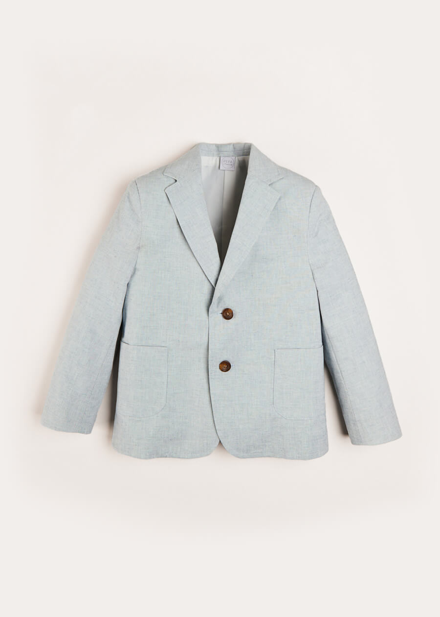 Plain Light Linen Blazer in Blue (4-10yrs) Coats from Pepa London