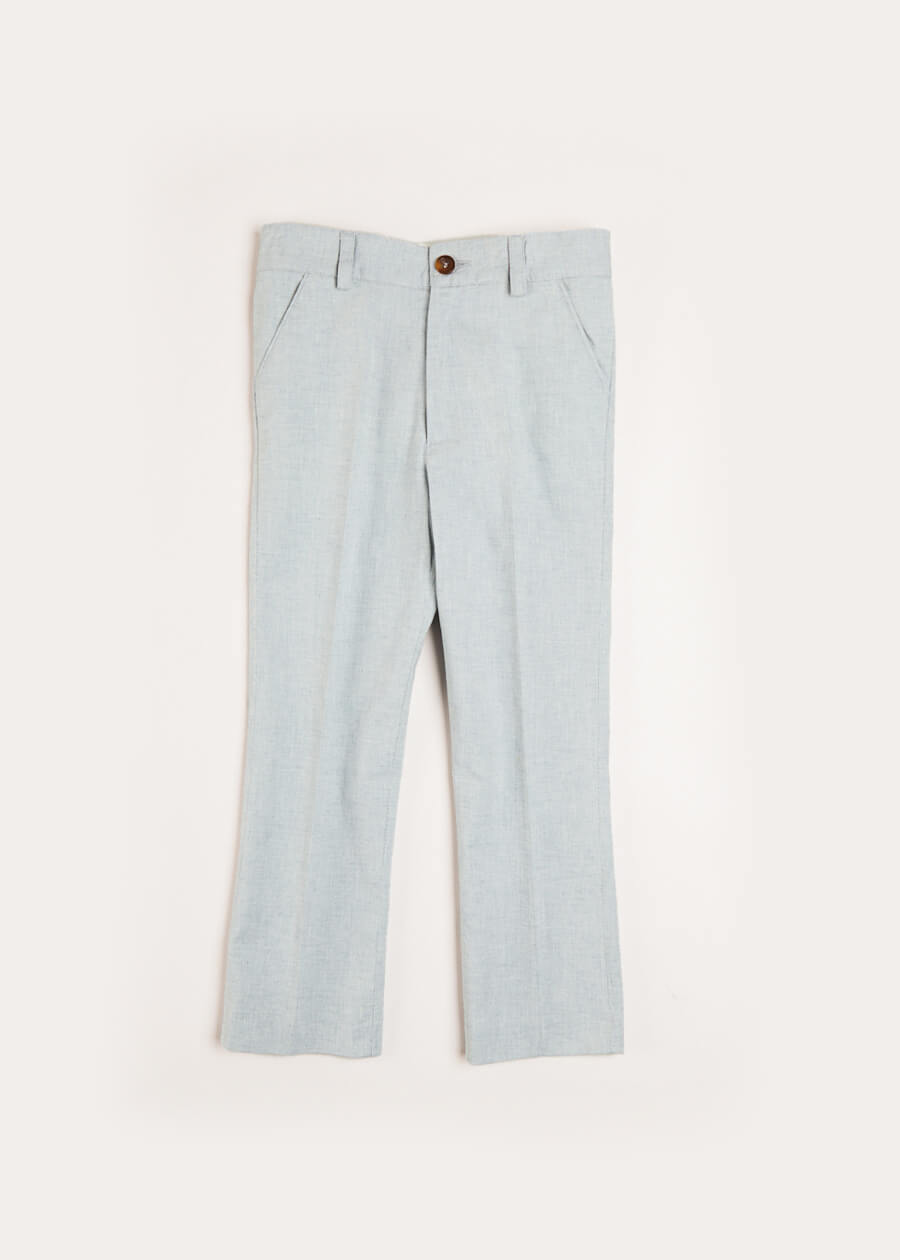 Plain Light Linen Suit Trousers in Blue (4-10yrs) Trousers from Pepa London
