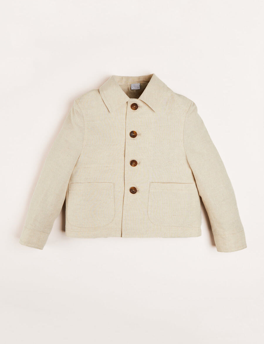 Polo Collar Button Down Jacket in Beige (4-10yrs) Coats from Pepa London