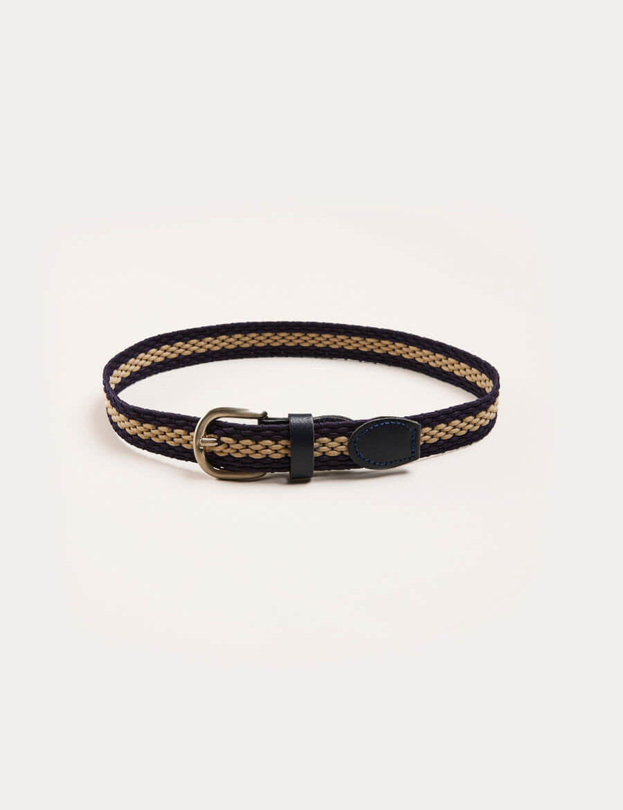 Striped Leather Braided Belt in Blue (XS-S) Belts & Braces from Pepa London