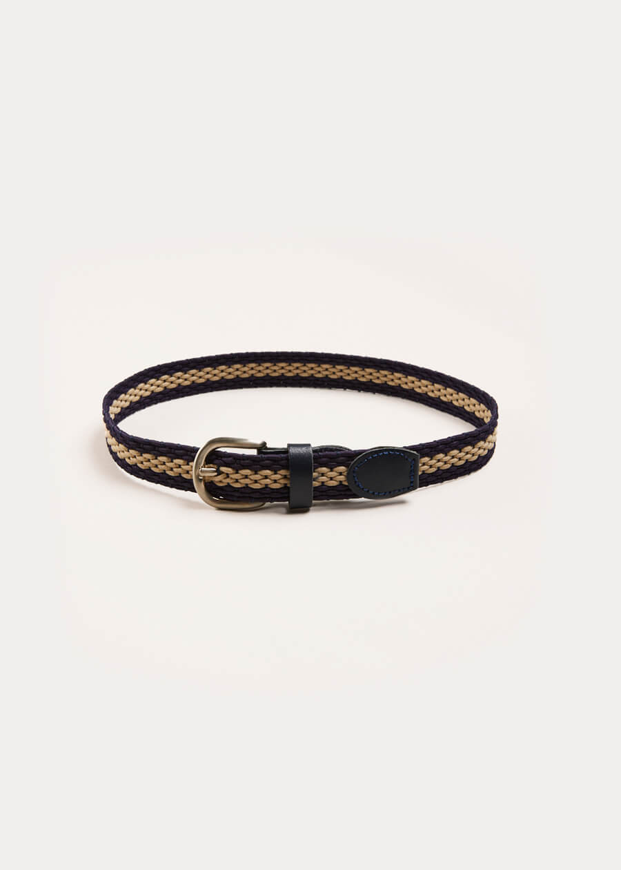 Striped Leather Braided Belt in Blue (XS-S) Belts & Braces from Pepa London