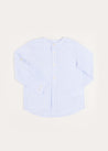 Striped Mao Collar Long Sleeve Shirt in Blue (4-10yrs) Shirts  from Pepa London