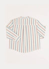 Striped Polo Collar Long Sleeve Shirt in Red (4-10yrs) Shirts  from Pepa London