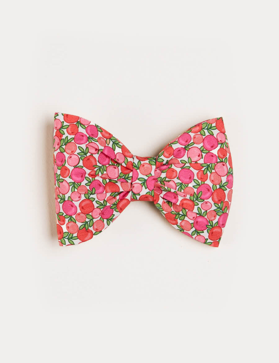 Annie Floral Print Medium Bow Clip in Pink Hair Accessories from Pepa London