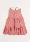 Annie Floral Print Scalloped Collar Sleeveless Dress in Coral (4-10yrs) Dresses  from Pepa London