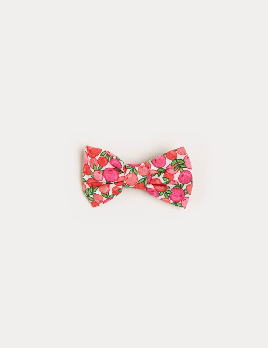 Annie Floral Print Small Bow Clip in Pink Hair Accessories from Pepa London