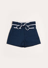 Contrast Trim Bow Front Shorts in Navy (2-10yrs) Shorts  from Pepa London