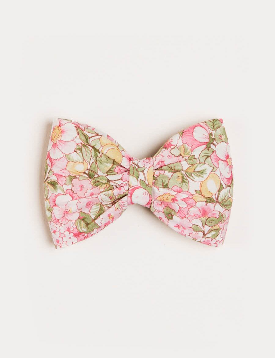 Eloise Floral Print Medium Bow Clip in Pink Hair Accessories from Pepa London