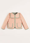 Emilia Floral Print Frill Trim Reversible Quilted Jacket in Green (4-10yrs) Coats  from Pepa London