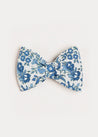 Daphne Floral Print Medium Bow Clip in Blue Hair Accessories  from Pepa London