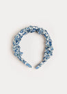 Daphne Floral Print Scrunchie Headband in Blue Hair Accessories  from Pepa London