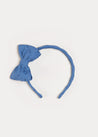 Broderie Anglaise Medium Bow Headband in Blue Hair Accessories  from Pepa London