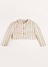Striped Linen Cropped Jacket in Beige (4-10yrs) Coats  from Pepa London