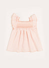 Striped Smock Detail Ruffle Sleeve Blouse in Tangerine (4-10yrs) Blouses  from Pepa London