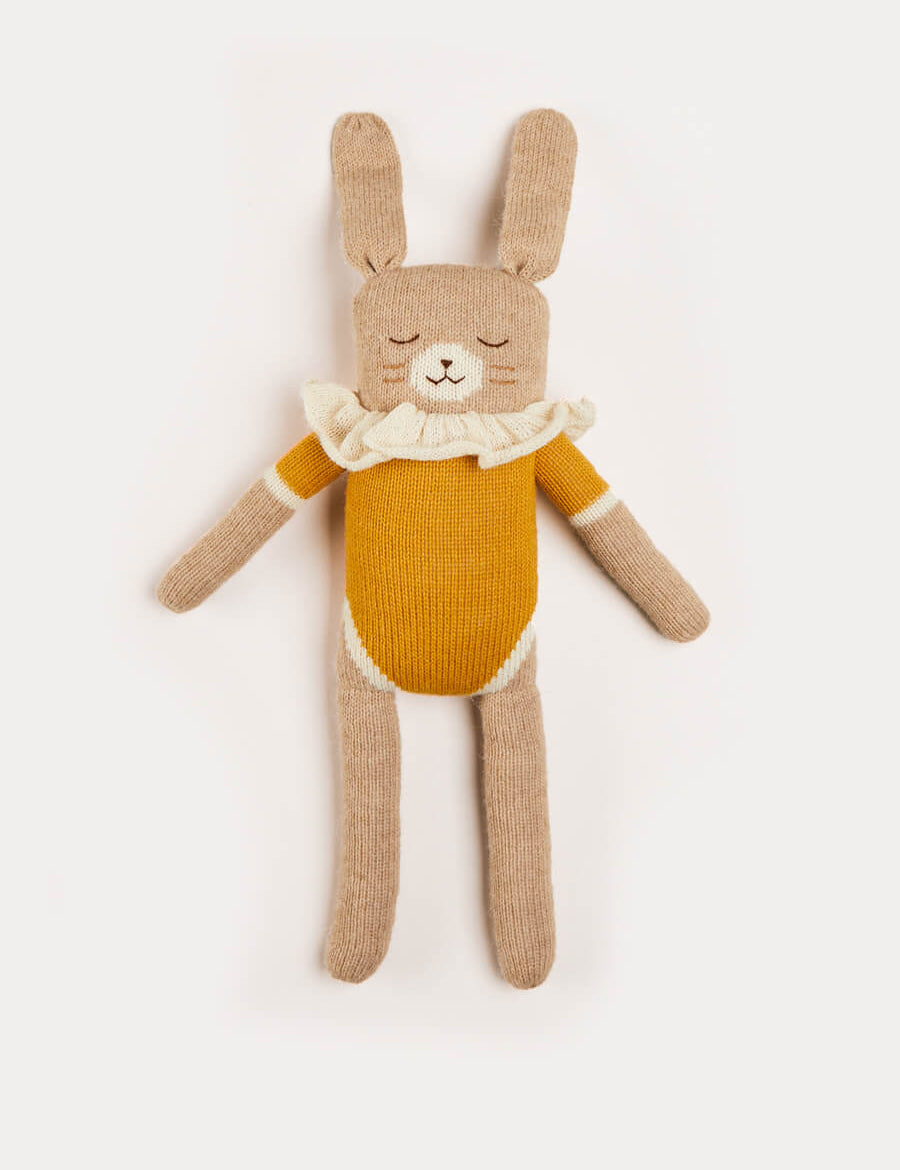 Knitted Bunny Toy in Brown Toys from Pepa London