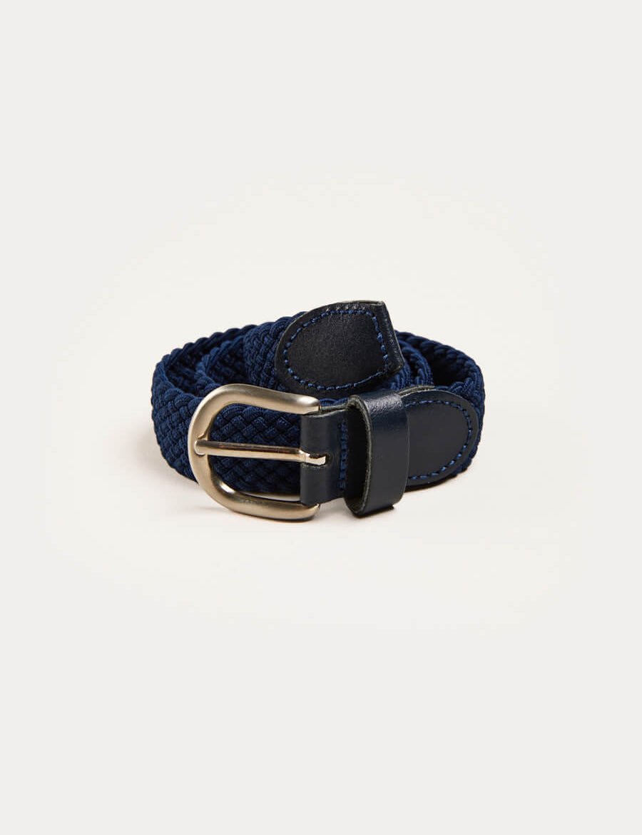 Leather Braided Belt in Navy (XS-S) Belts & Braces from Pepa London