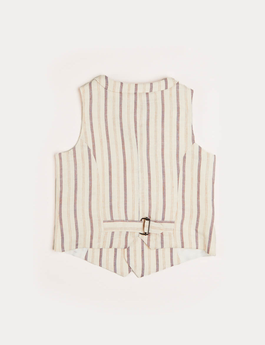 Striped Light Linen Vest in Beige (4-10yrs) Coats from Pepa London