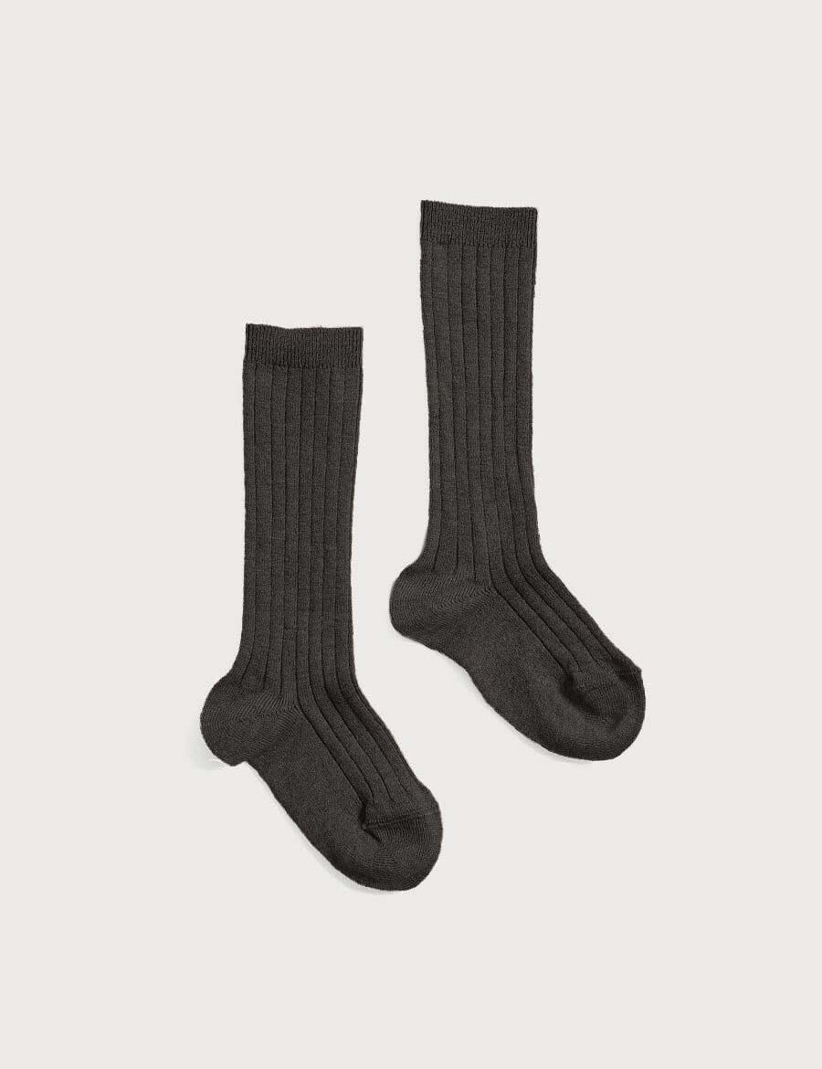 Ribbed Knee Socks in Dark Grey (0mths-10yrs) Socks from Pepa London