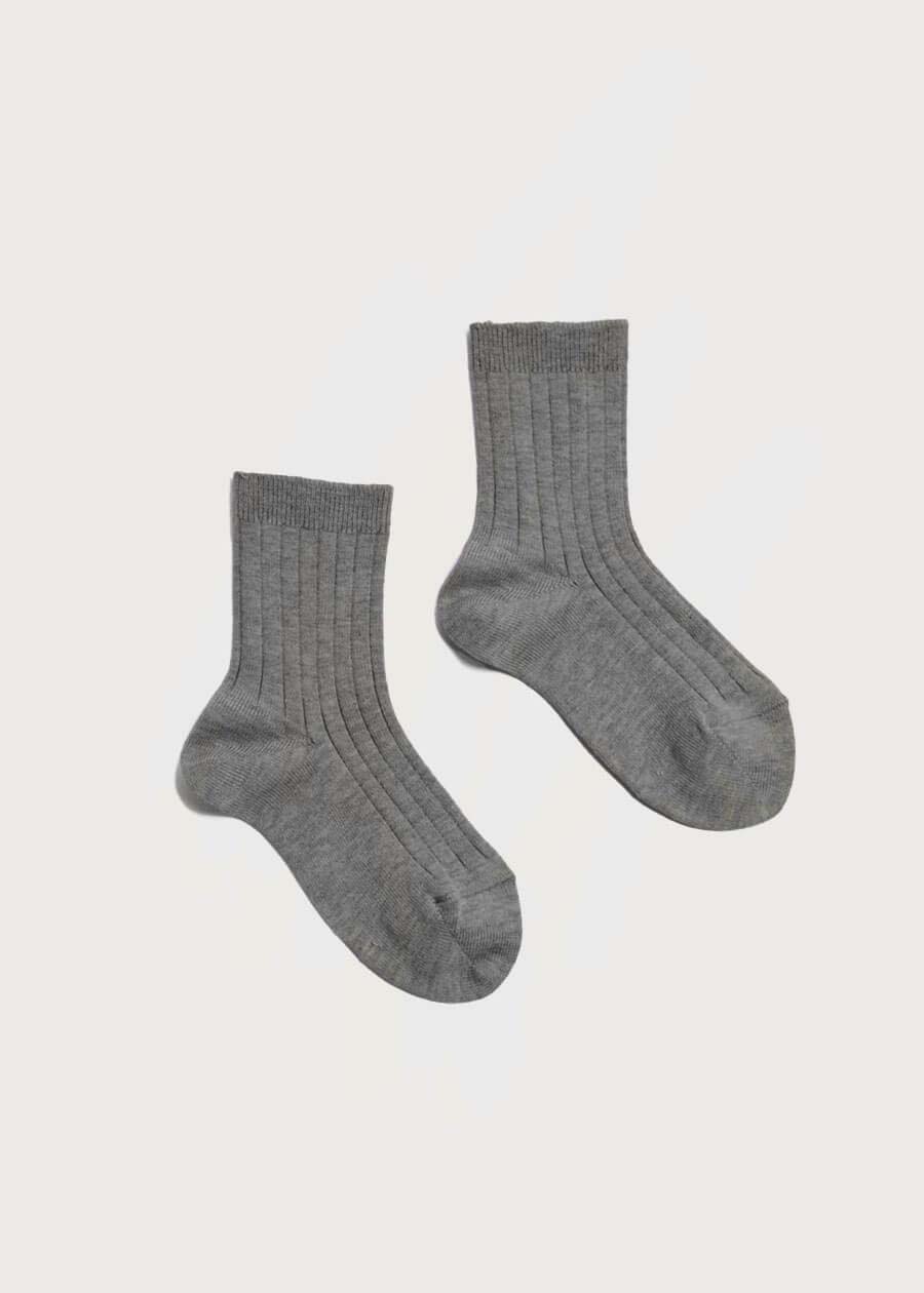 Ribbed Short Socks in Grey (0mths-10yrs) Socks from Pepa London