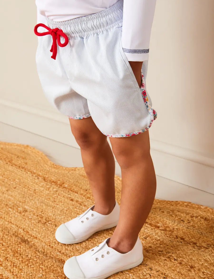 Striped Contrast Trim Swim Shorts in Blue (2-10yrs) SWIMWEAR from Pepa London