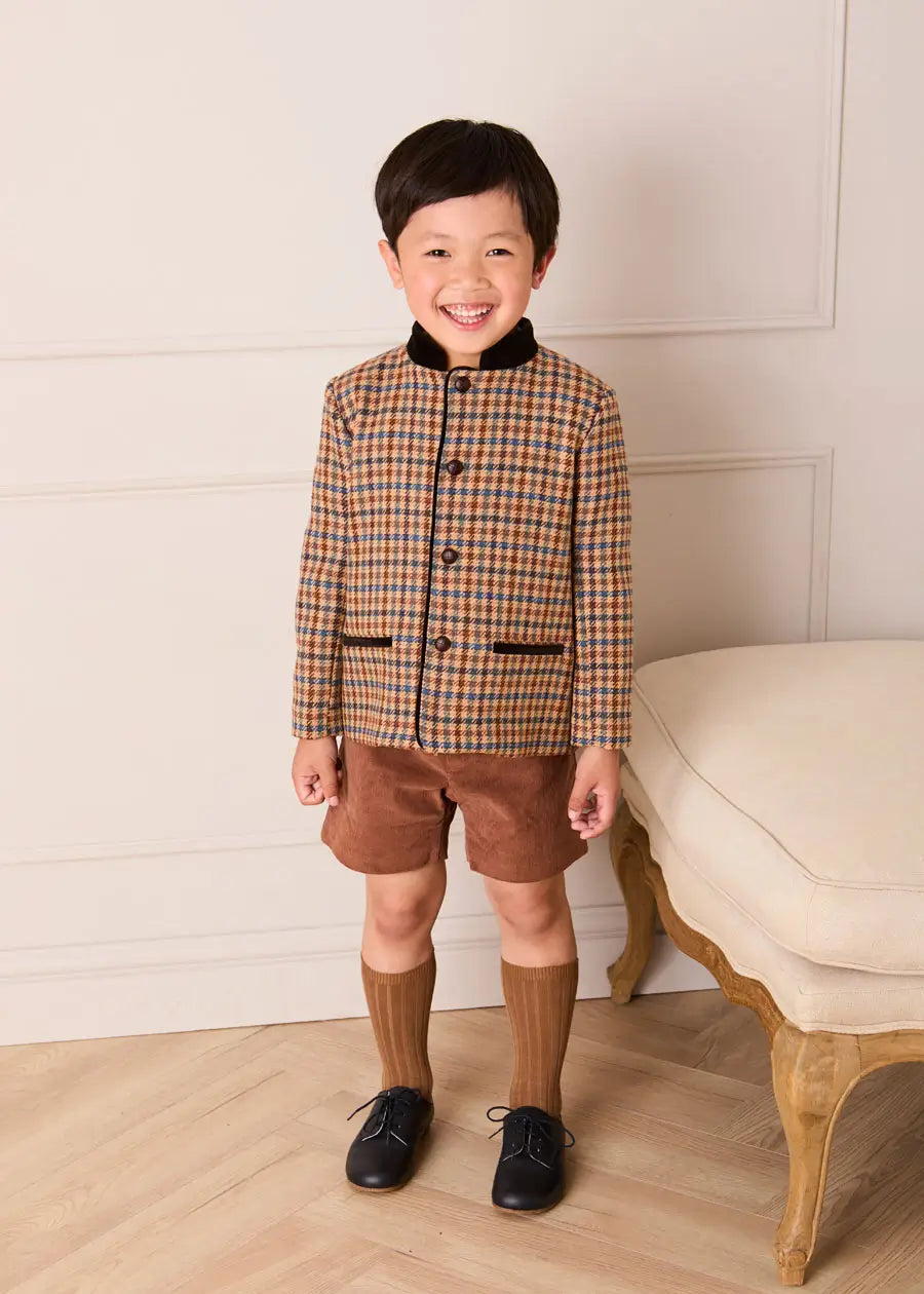 Button Detail Shorts with Braces in Brown (18mths-4yrs) Shorts from Pepa London