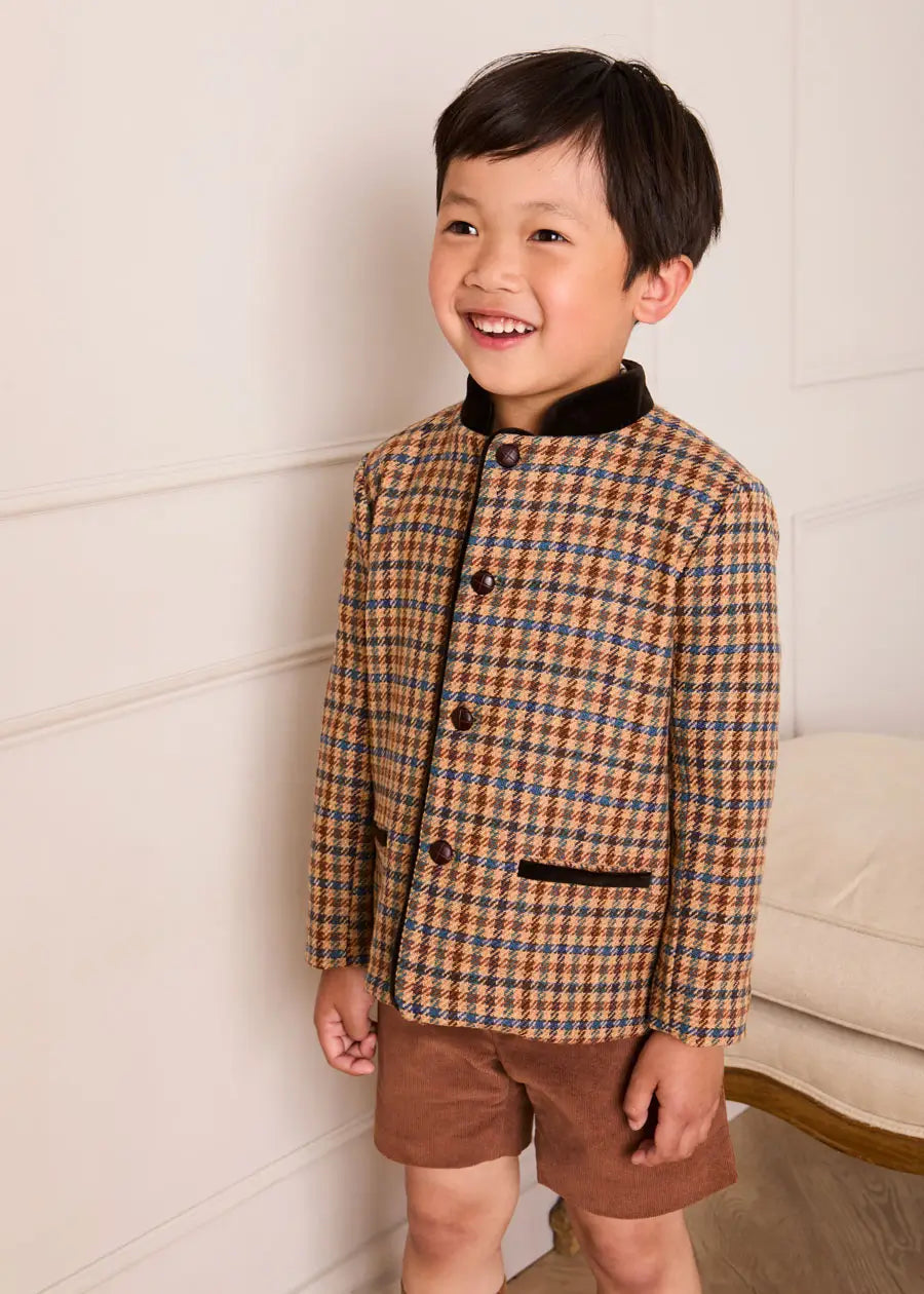 Button Detail Shorts with Braces in Brown (18mths-4yrs) Shorts from Pepa London