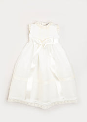Lace Trim Fine Pleated Gown in Ivory (6-12mths) Dresses  from Pepa London