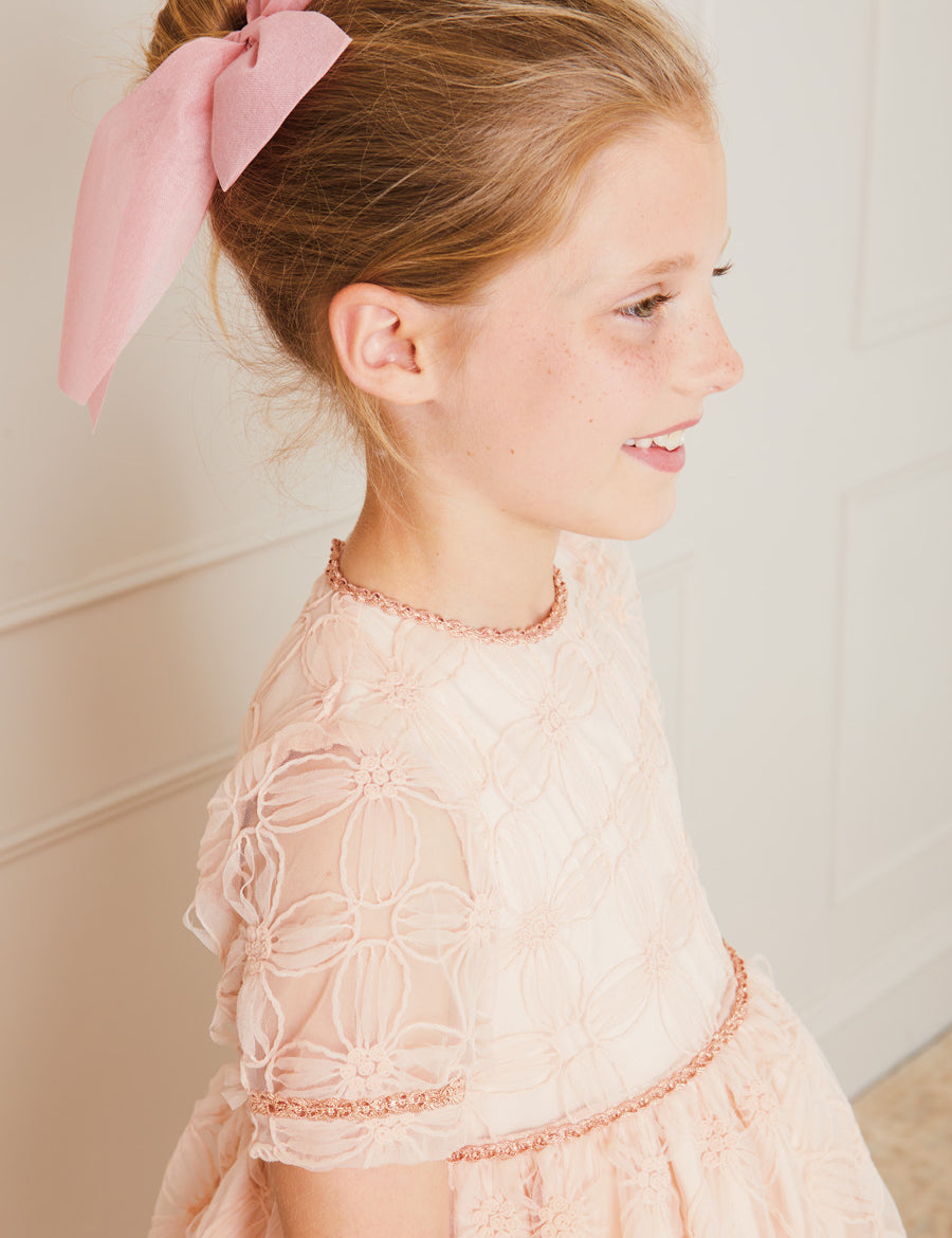 Tulle Long Bow Clip In Rose Pink HAIR ACCESSORIES from Pepa London