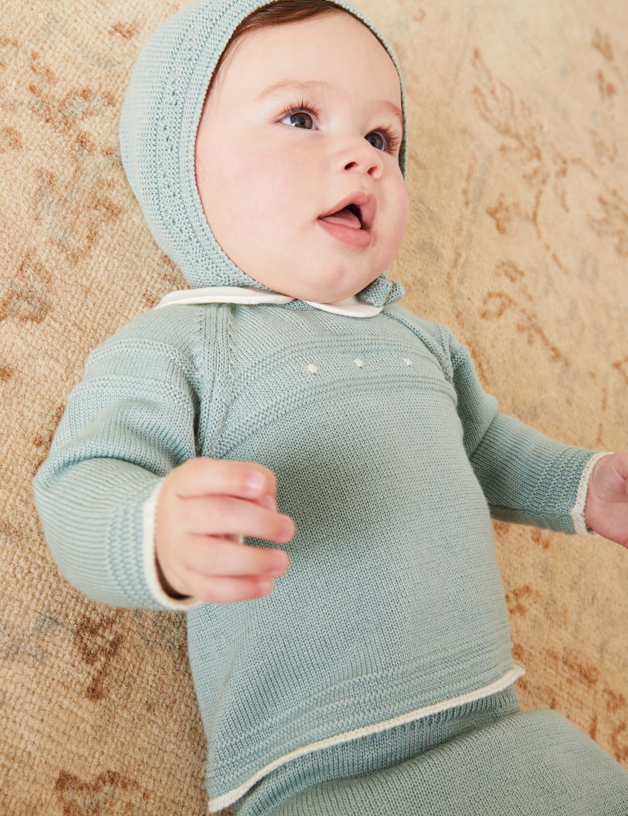 Openwork Bonnet In Green (S-L) KNITTED ACCESSORIES from Pepa London